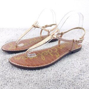 Sam Edelman Gigi T-strap Sandals Womens Size 9 Shoes Rose Pink Snake Skin Print